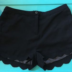 Black scalloped edge shorts